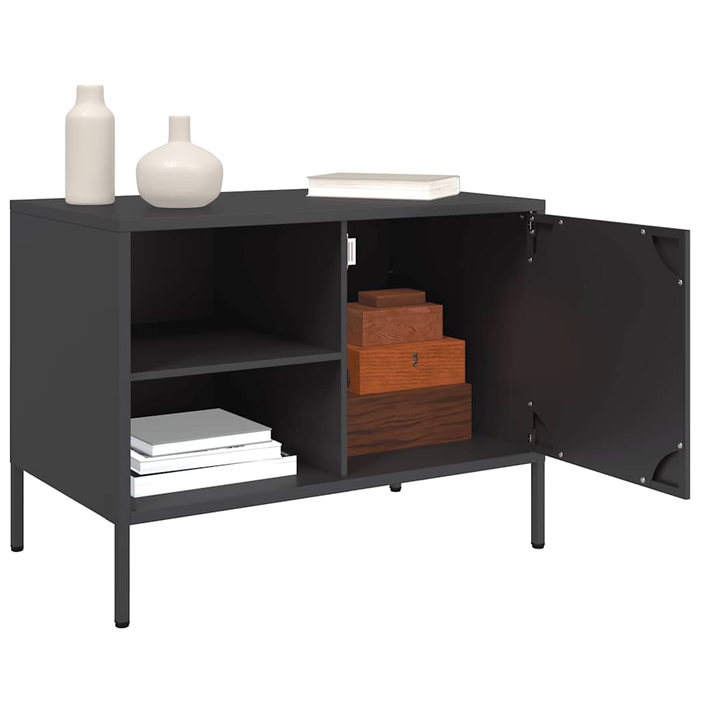 vidaXL Szafka RTV, czarna, 68x39x50,5 cm, stalowa