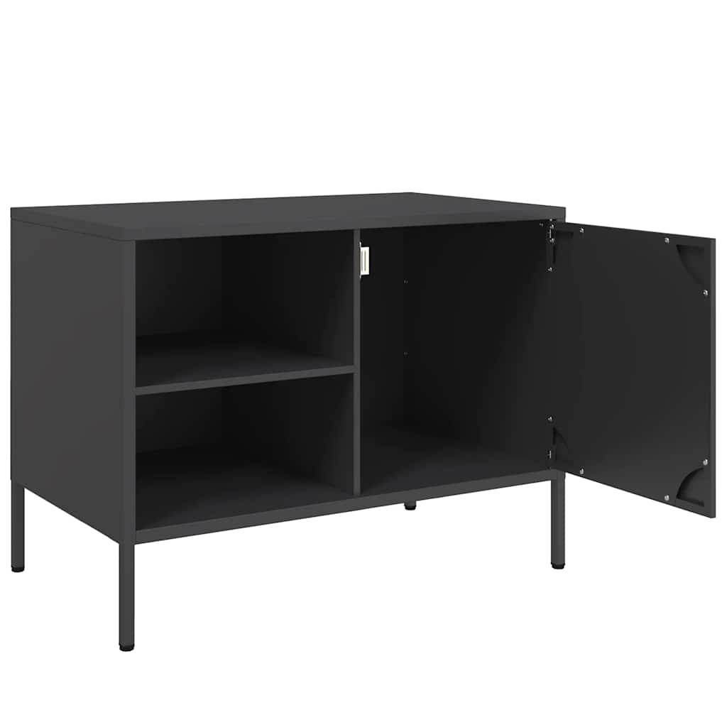 vidaXL Szafka RTV, czarna, 68x39x50,5 cm, stalowa