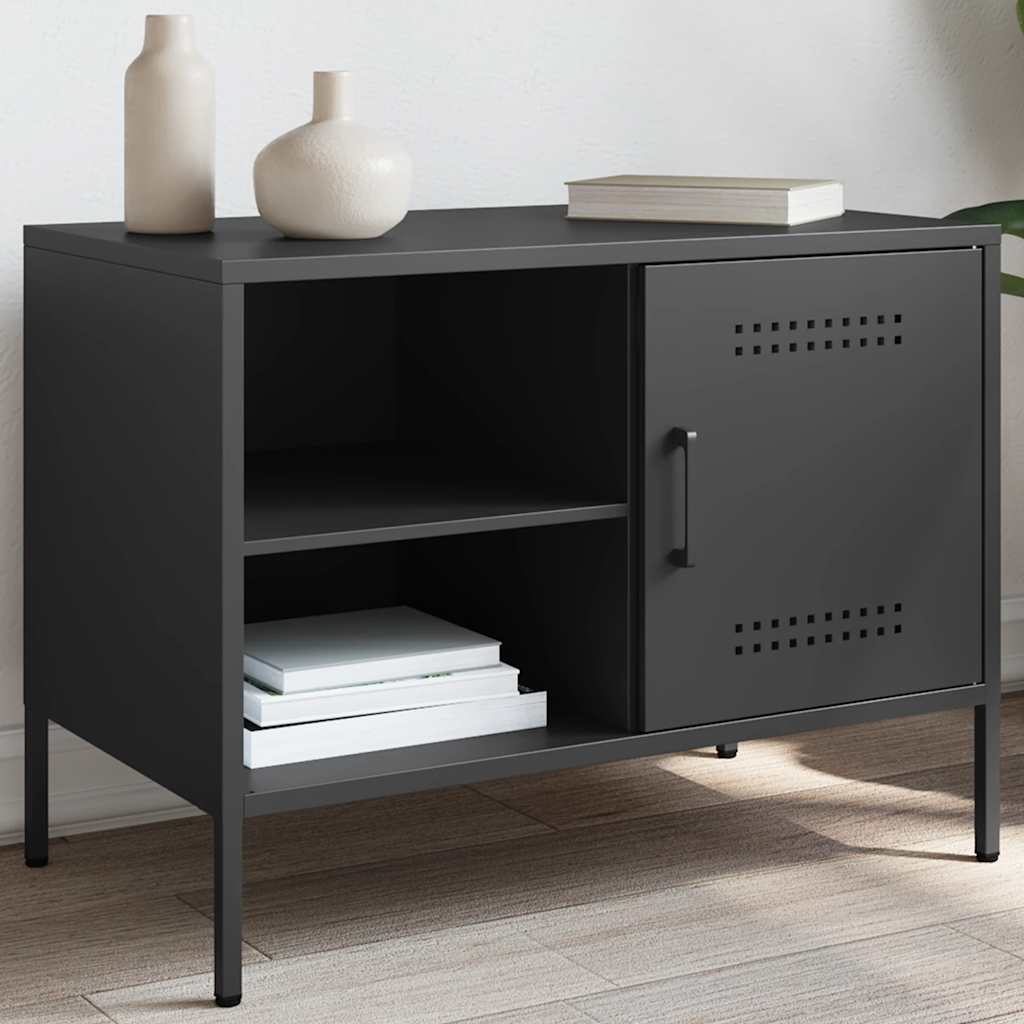 vidaXL Szafka RTV, czarna, 68x39x50,5 cm, stalowa