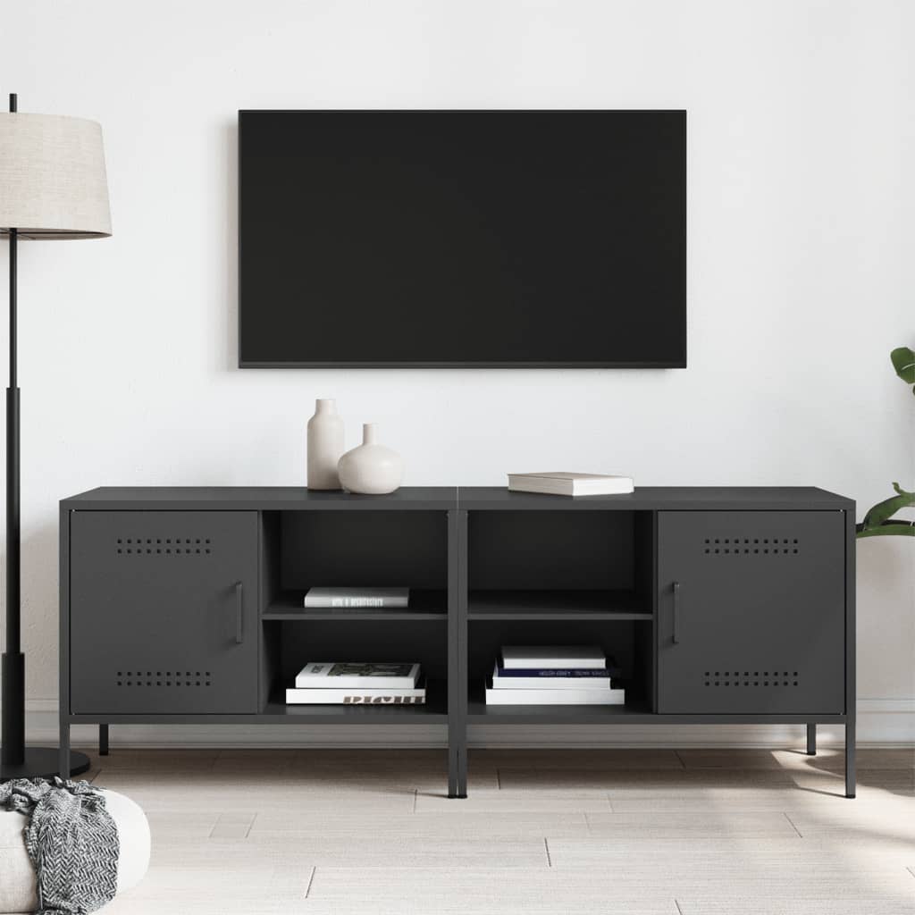 vidaXL Szafki pod telewizor, 2 szt., czarne, 68x39x50,5 cm, stalowe