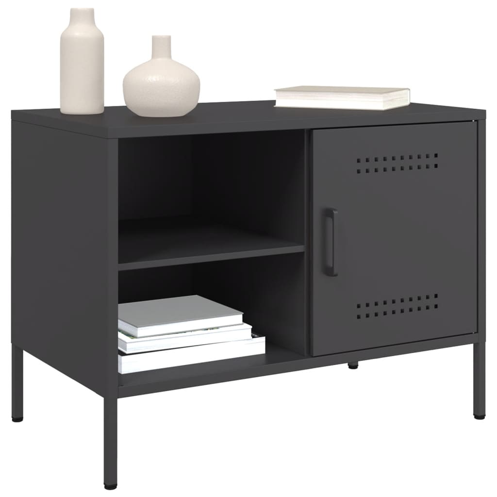 vidaXL Szafki pod telewizor, 2 szt., czarne, 68x39x50,5 cm, stalowe