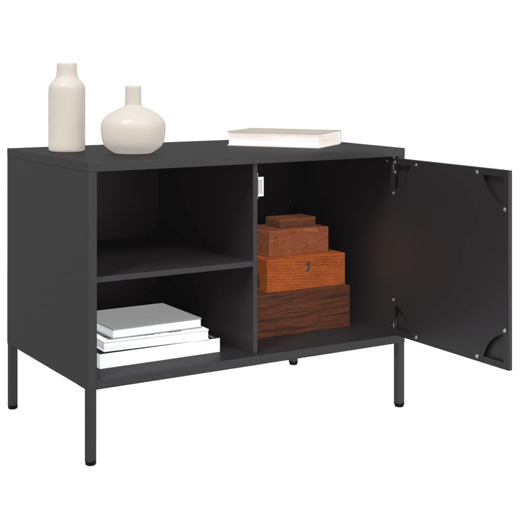 vidaXL Szafki pod telewizor, 2 szt., czarne, 68x39x50,5 cm, stalowe