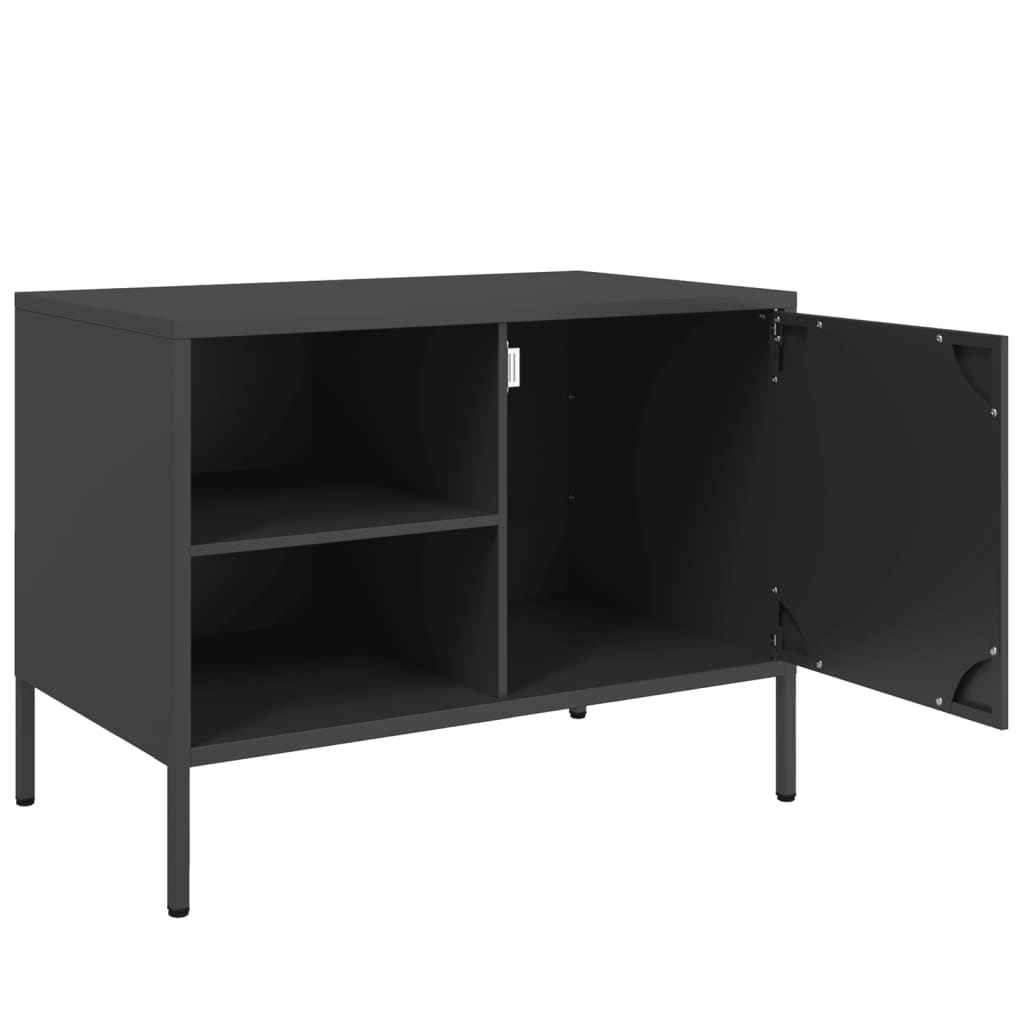 vidaXL Szafki pod telewizor, 2 szt., czarne, 68x39x50,5 cm, stalowe