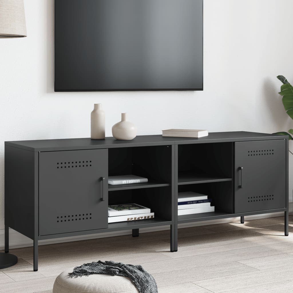 vidaXL Szafki pod telewizor, 2 szt., czarne, 68x39x50,5 cm, stalowe