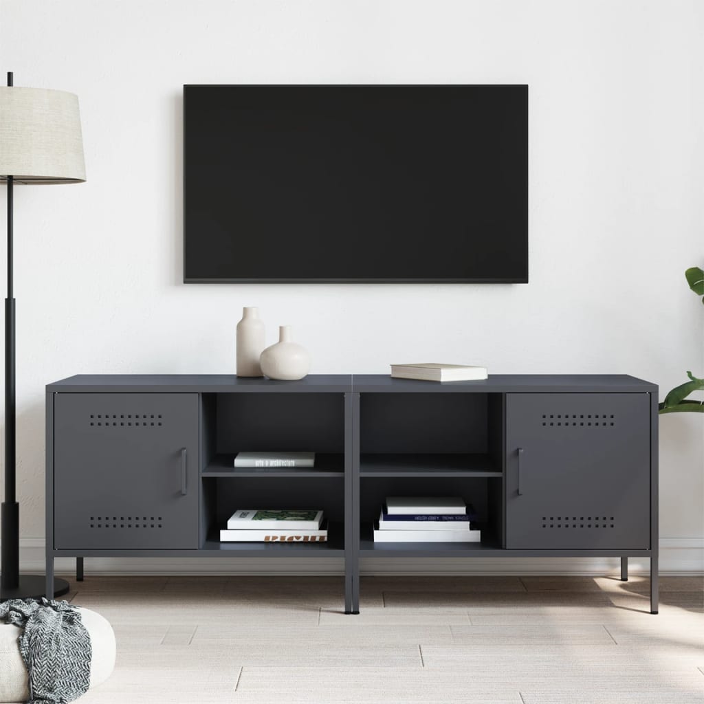vidaXL Szafki pod TV, 2 szt., antracytowe, 68x39x50,5 cm, stalowe