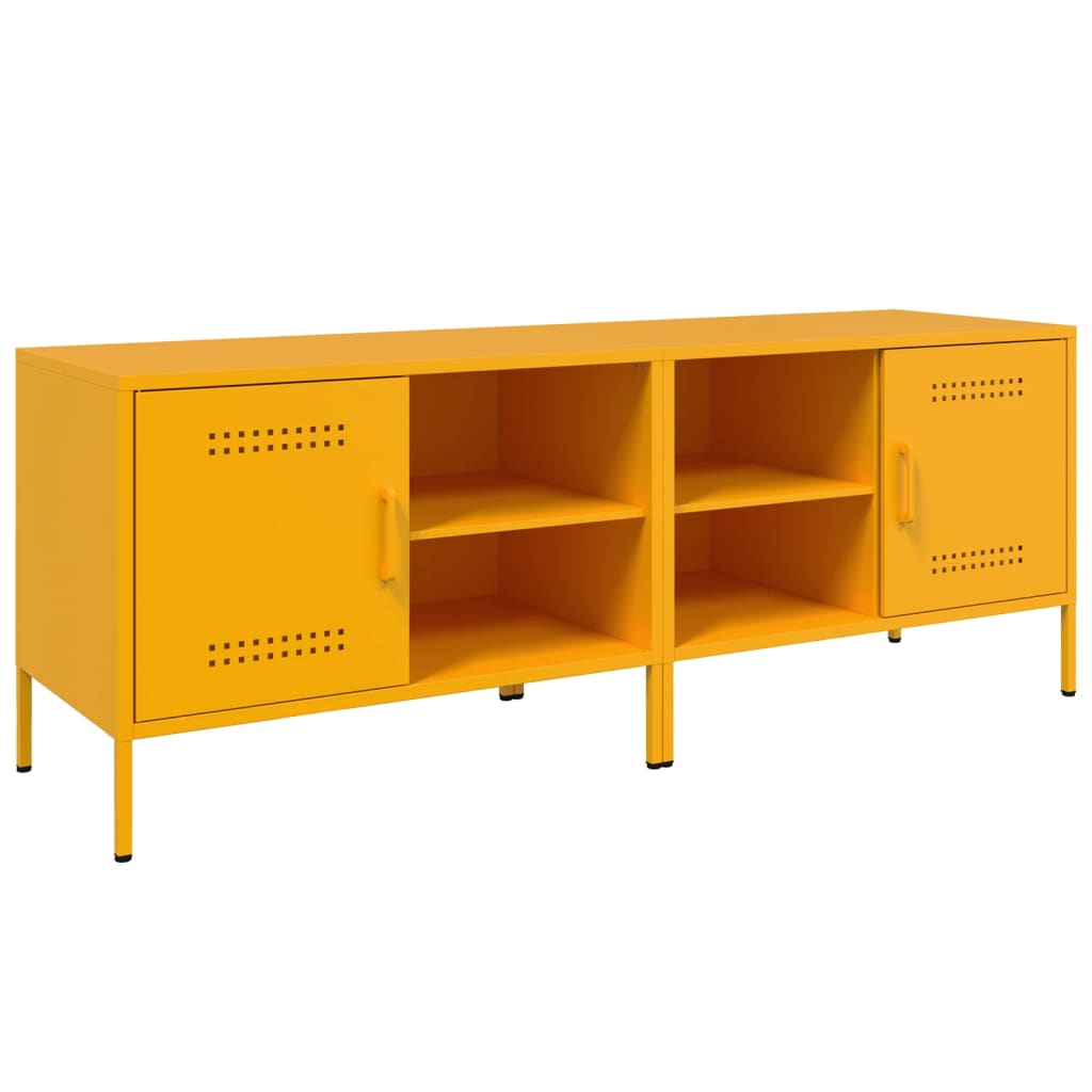 vidaXL Szafki pod telewizor, 2 szt., musztardowe, 68x39x50,5 cm, stal