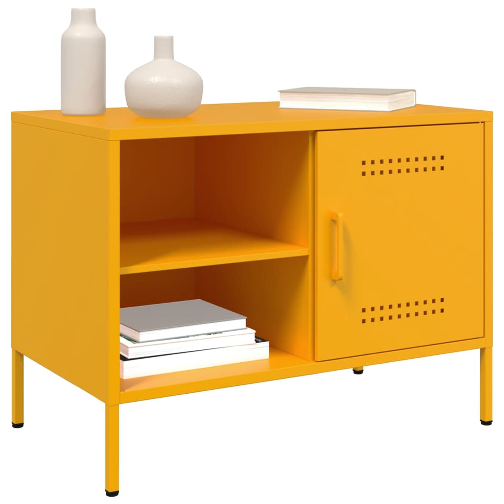 vidaXL Szafki pod telewizor, 2 szt., musztardowe, 68x39x50,5 cm, stal