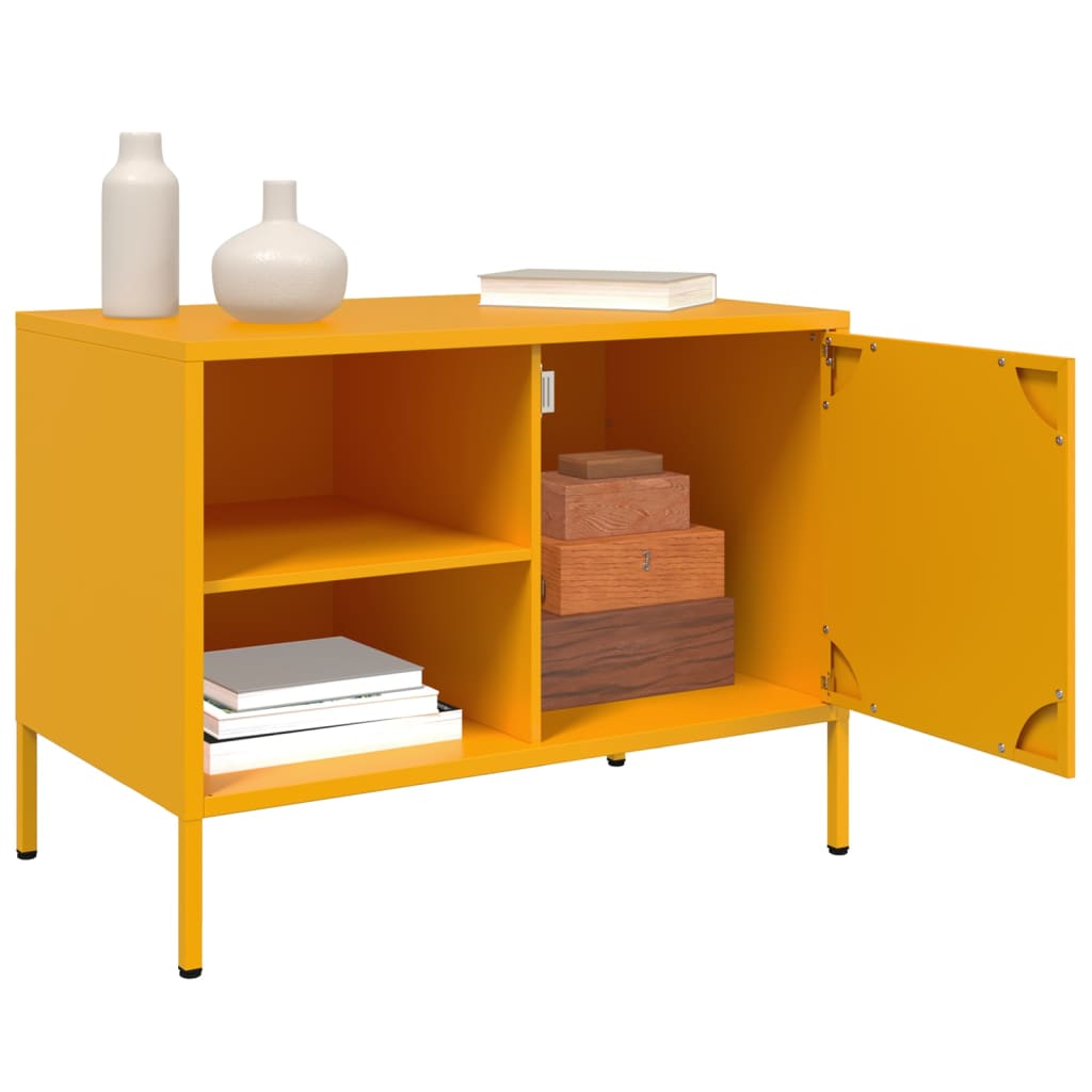 vidaXL Szafki pod telewizor, 2 szt., musztardowe, 68x39x50,5 cm, stal
