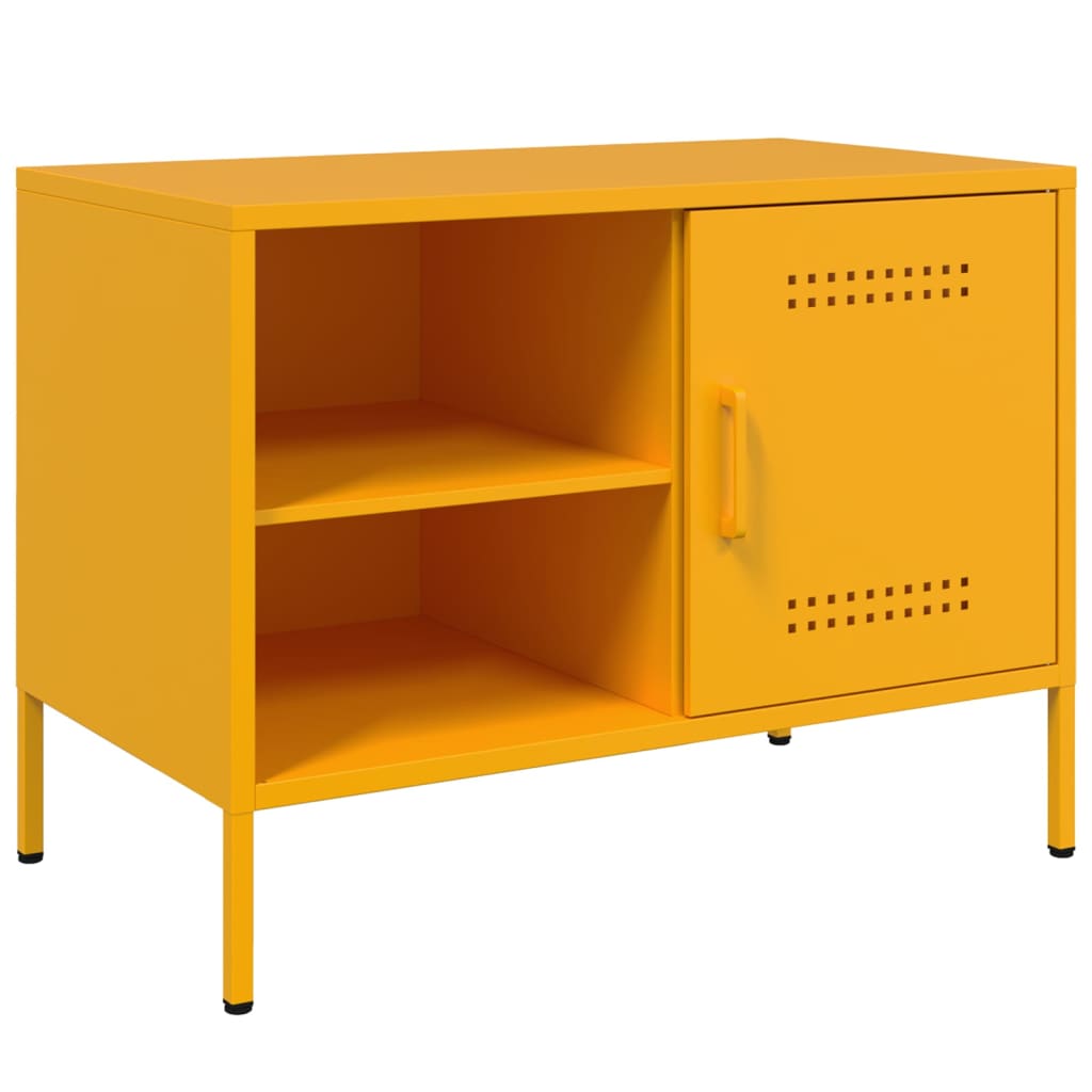 vidaXL Szafki pod telewizor, 2 szt., musztardowe, 68x39x50,5 cm, stal
