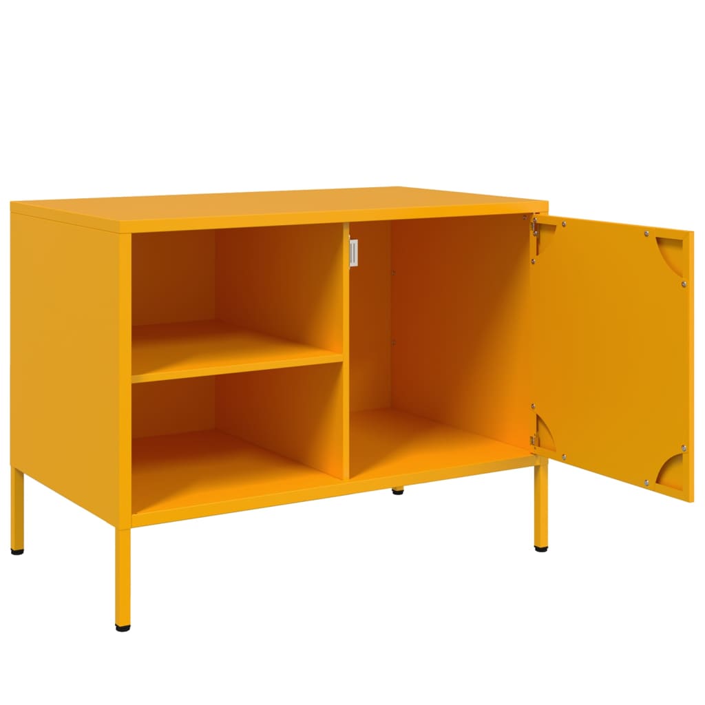 vidaXL Szafki pod telewizor, 2 szt., musztardowe, 68x39x50,5 cm, stal