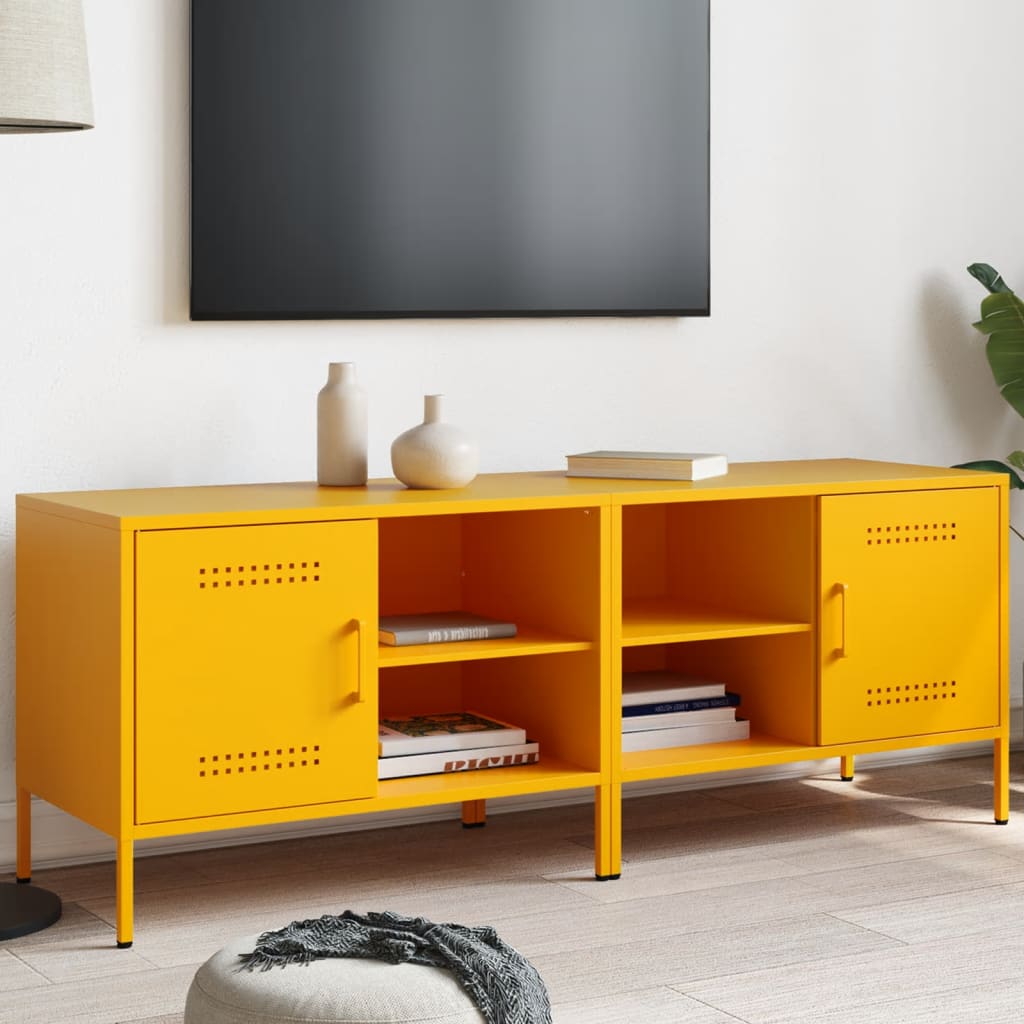vidaXL Szafki pod telewizor, 2 szt., musztardowe, 68x39x50,5 cm, stal