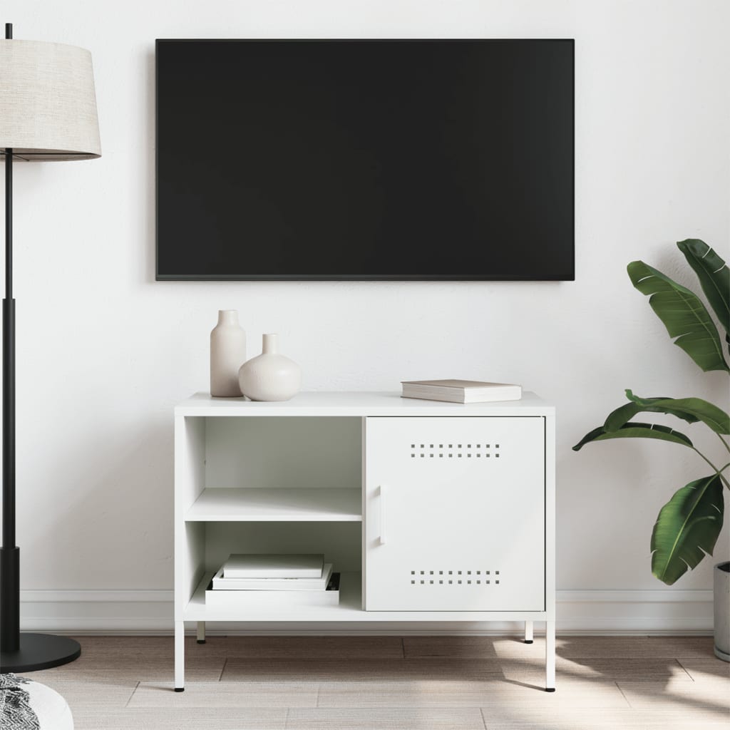vidaXL Szafka pod telewizor, biała, 68x39x50,5 cm, stalowa