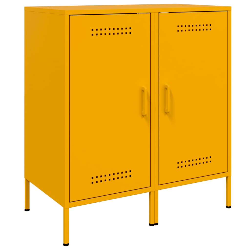 vidaXL Szafki, 2 szt., musztardowe, 36x39x79 cm, stal