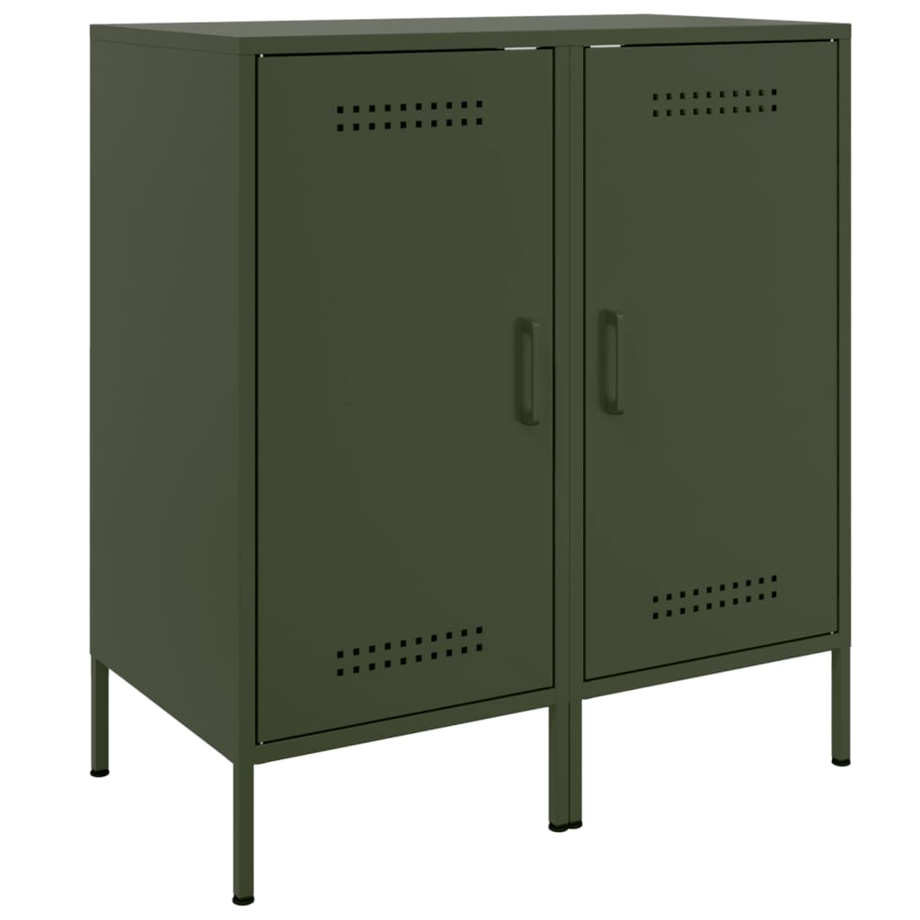 vidaXL Szafki, 2 szt., oliwkowe, 36x39x79 cm, stal