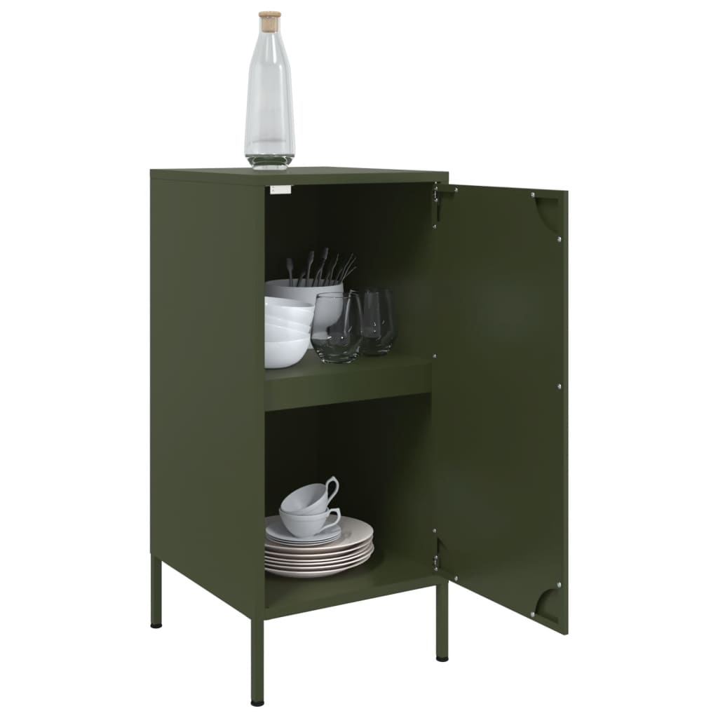 vidaXL Szafki, 2 szt., oliwkowe, 36x39x79 cm, stal