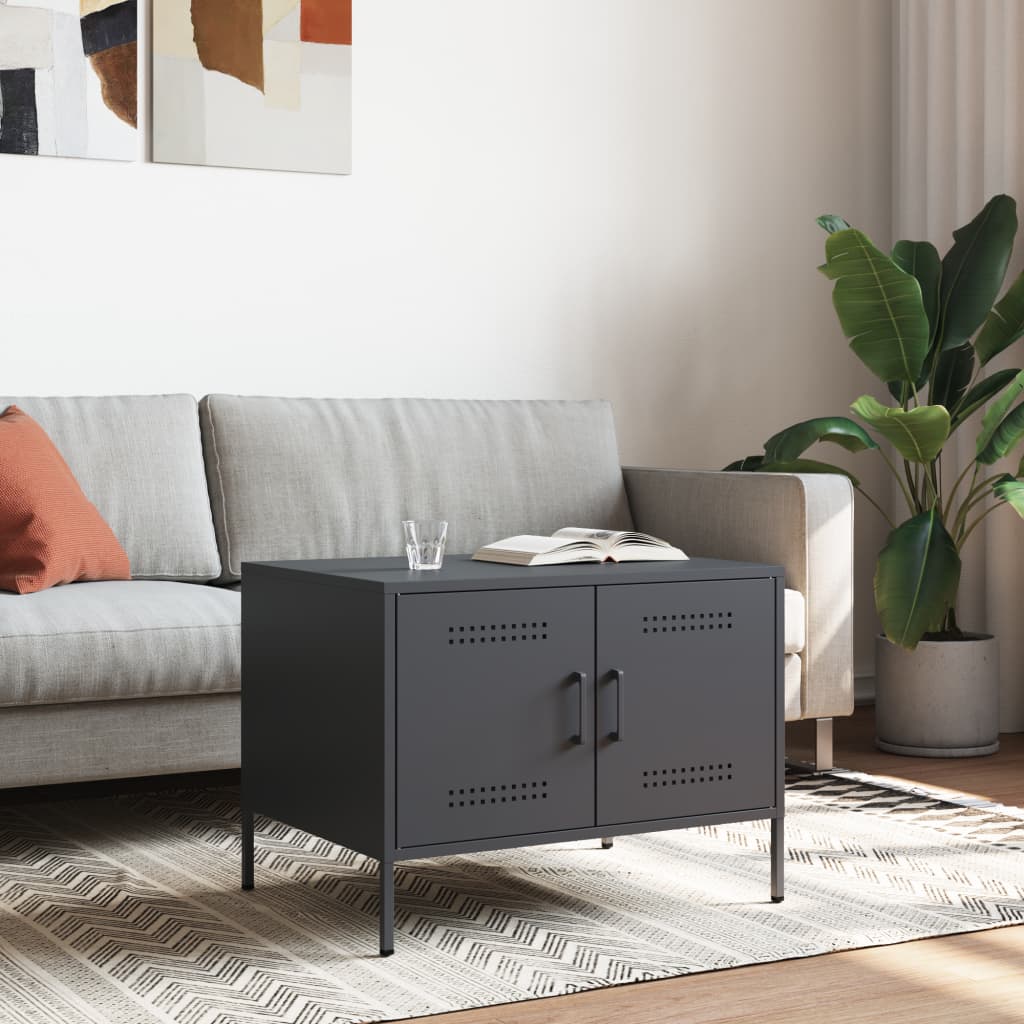 vidaXL Stolik kawowy, antracytowy, 68x50x50,5 cm, stal