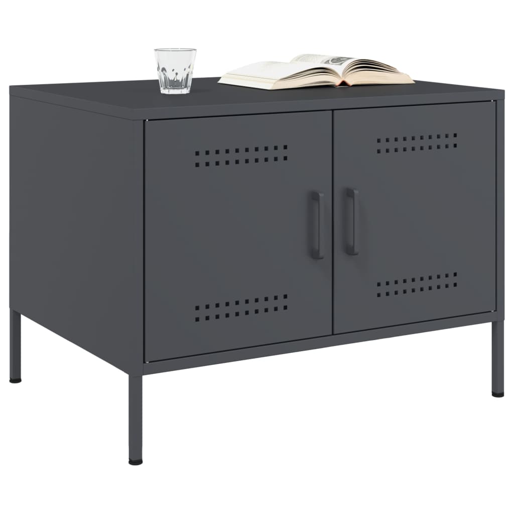 vidaXL Stolik kawowy, antracytowy, 68x50x50,5 cm, stal