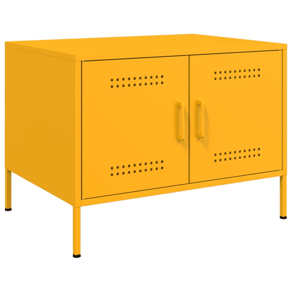 vidaXL Stolik kawowy, musztardowy, 68x50x50,5 cm, stal