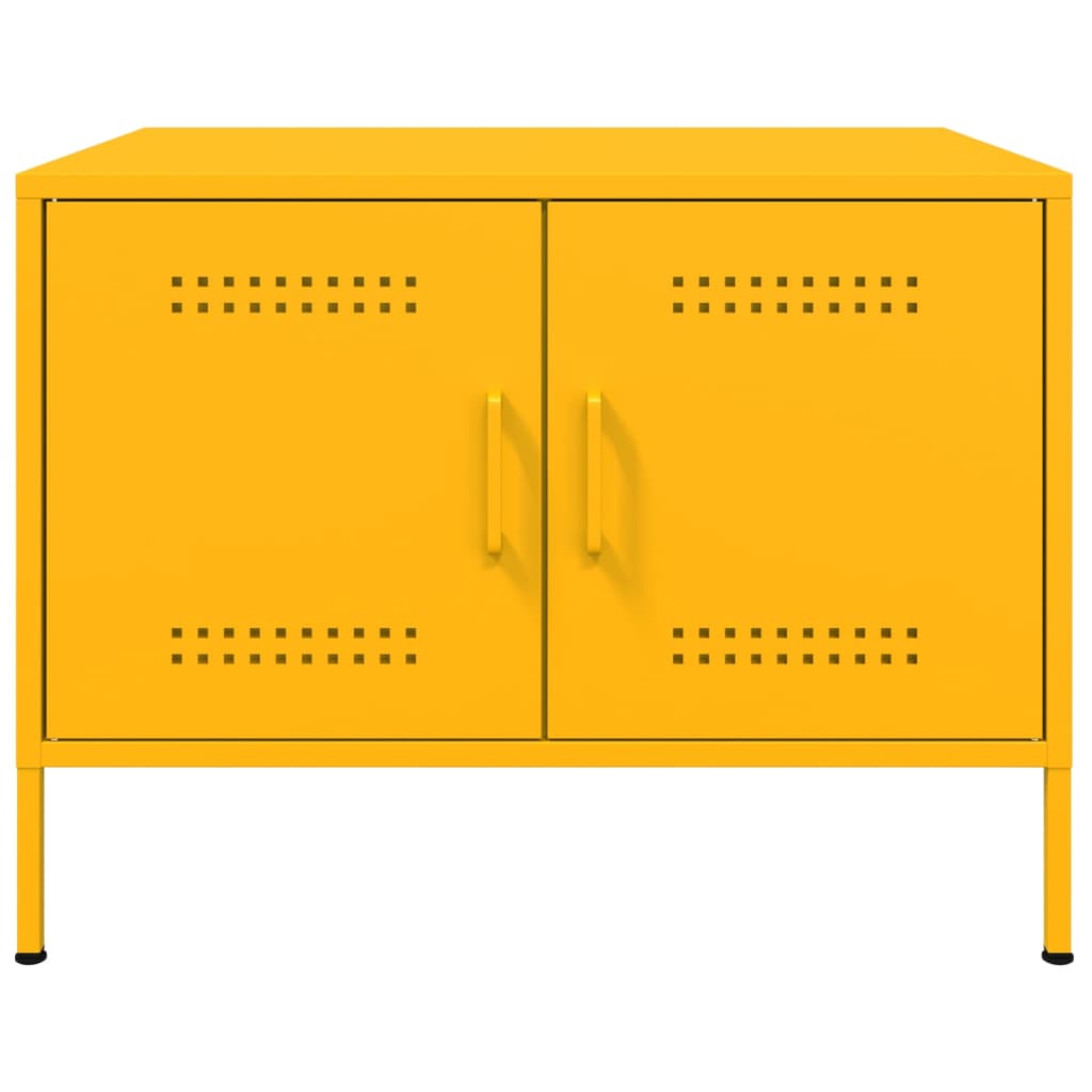 vidaXL Stolik kawowy, musztardowy, 68x50x50,5 cm, stal