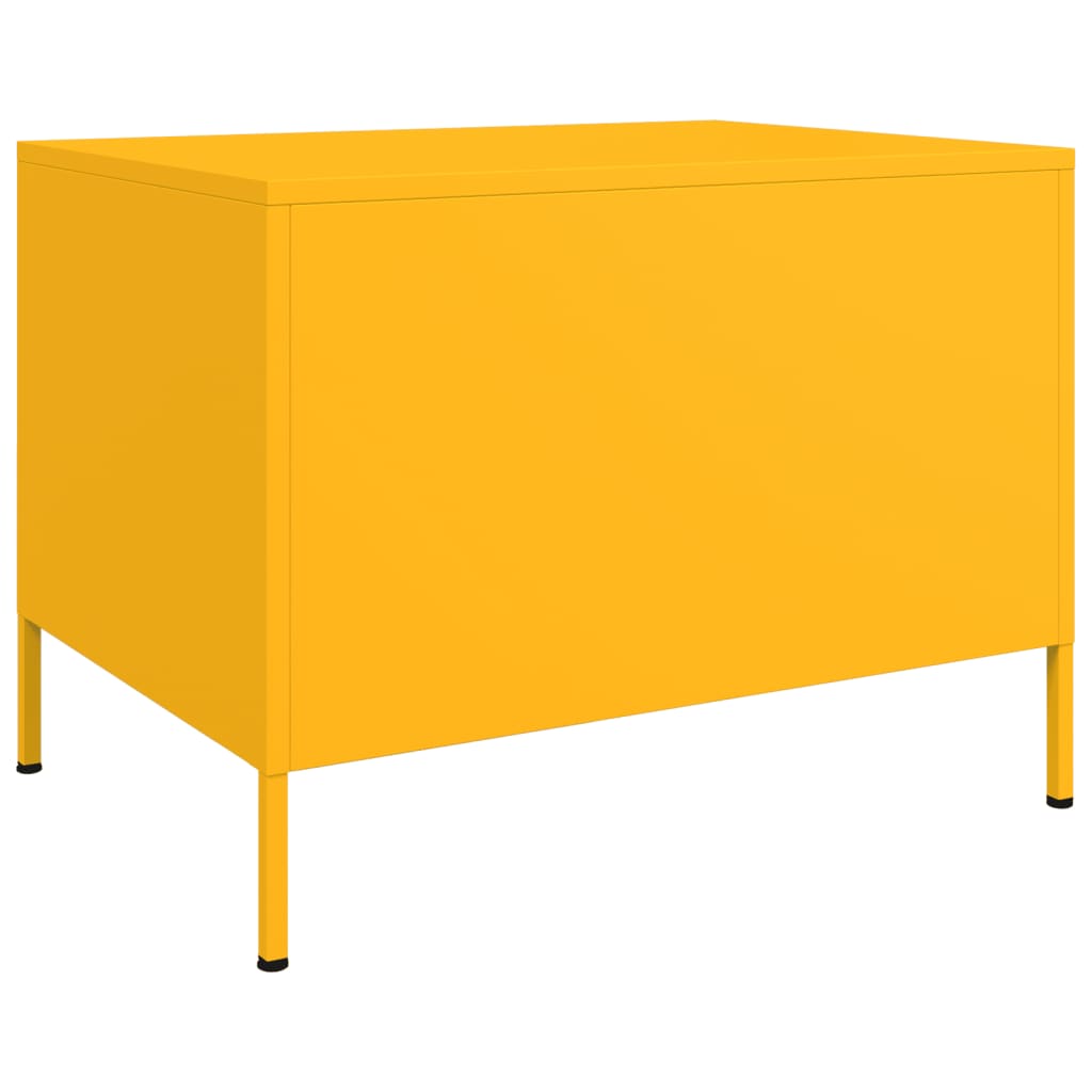 vidaXL Stolik kawowy, musztardowy, 68x50x50,5 cm, stal