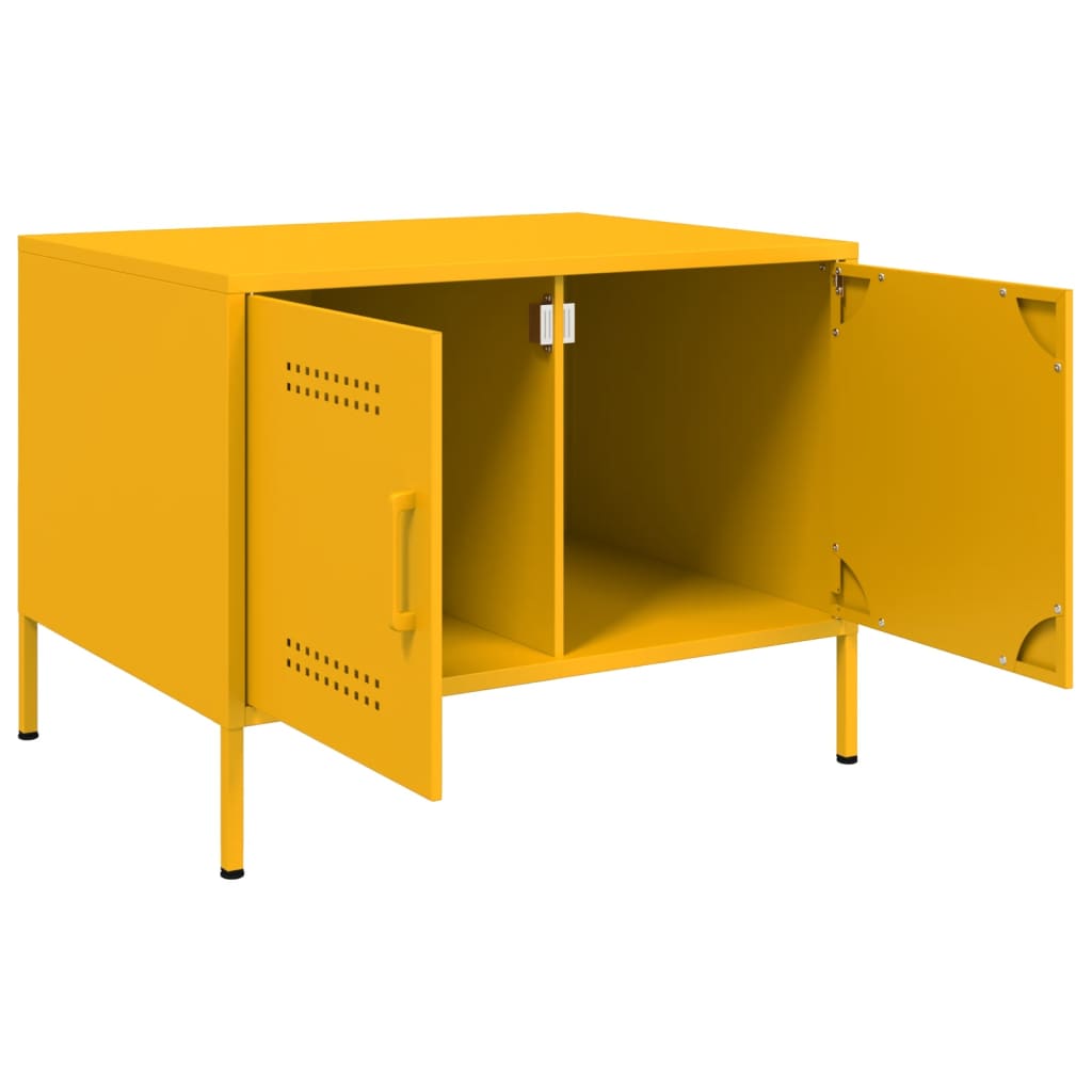 vidaXL Stolik kawowy, musztardowy, 68x50x50,5 cm, stal