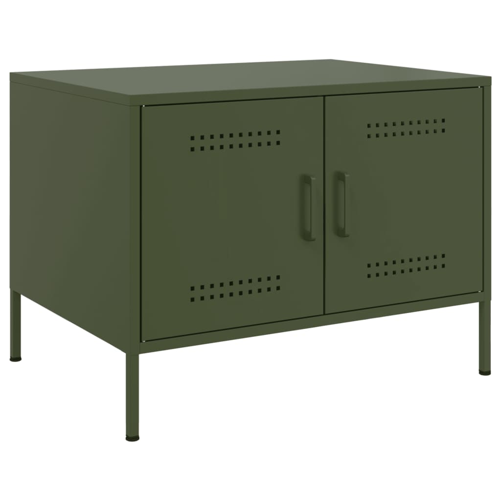 vidaXL Stolik kawowy, oliwkowy, 68x50x50,5 cm, stal