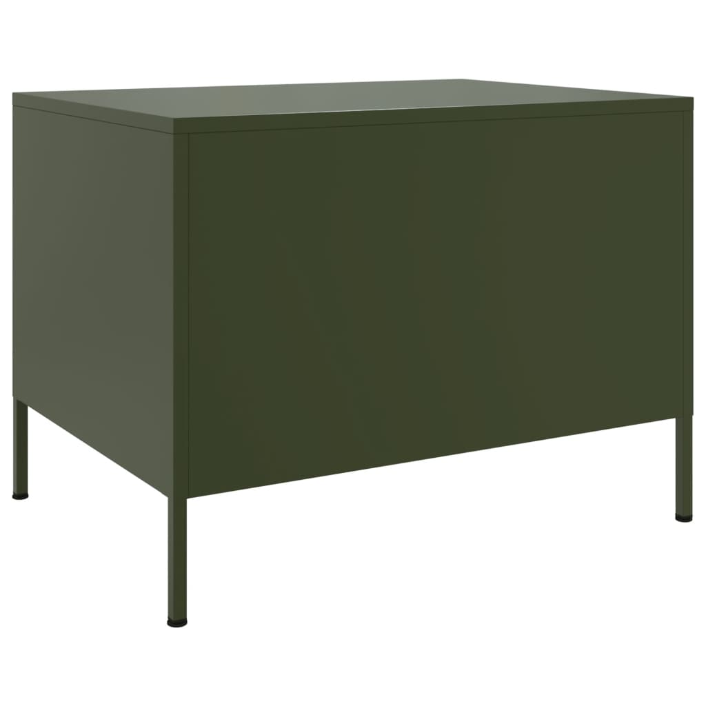 vidaXL Stolik kawowy, oliwkowy, 68x50x50,5 cm, stal