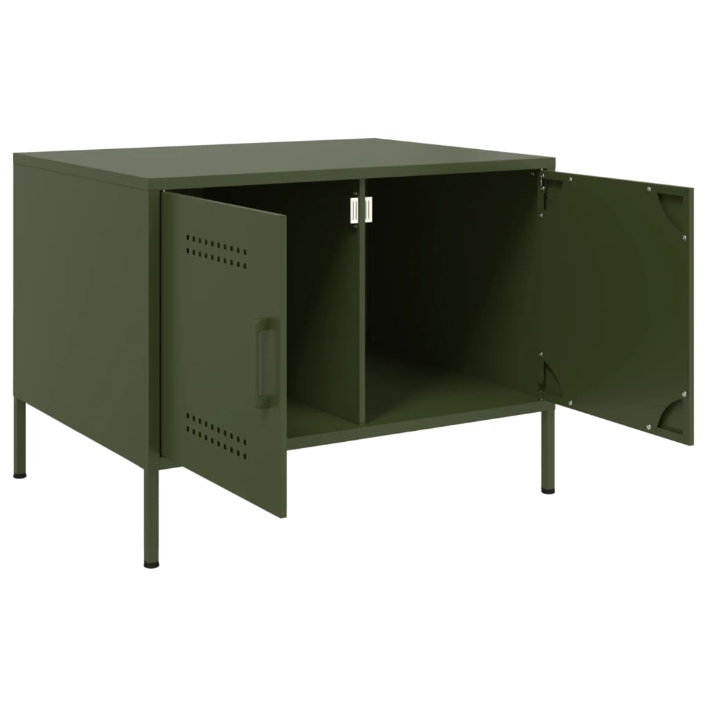 vidaXL Stolik kawowy, oliwkowy, 68x50x50,5 cm, stal