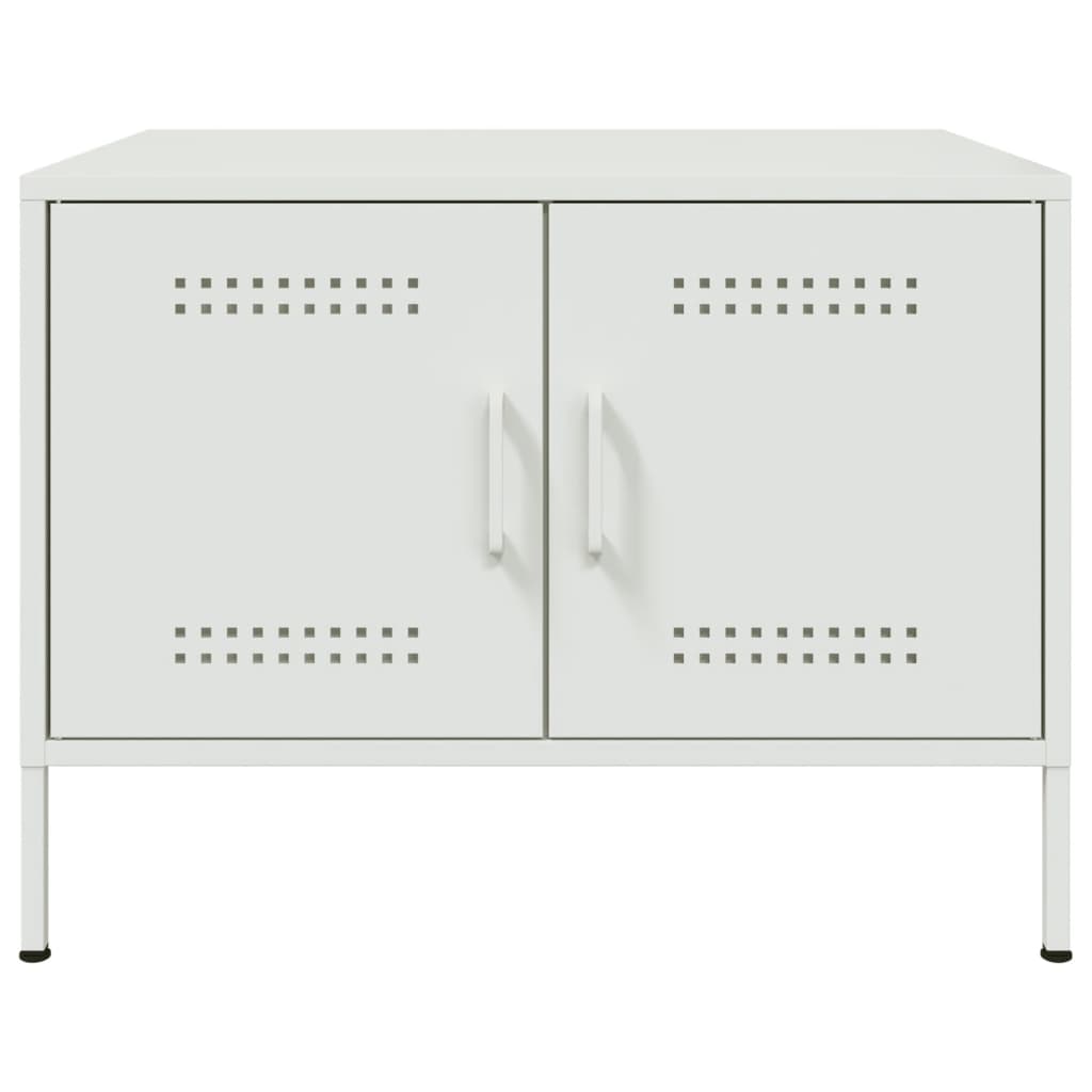 vidaXL Stolik kawowy, biały, 68x50x50,5 cm, stal