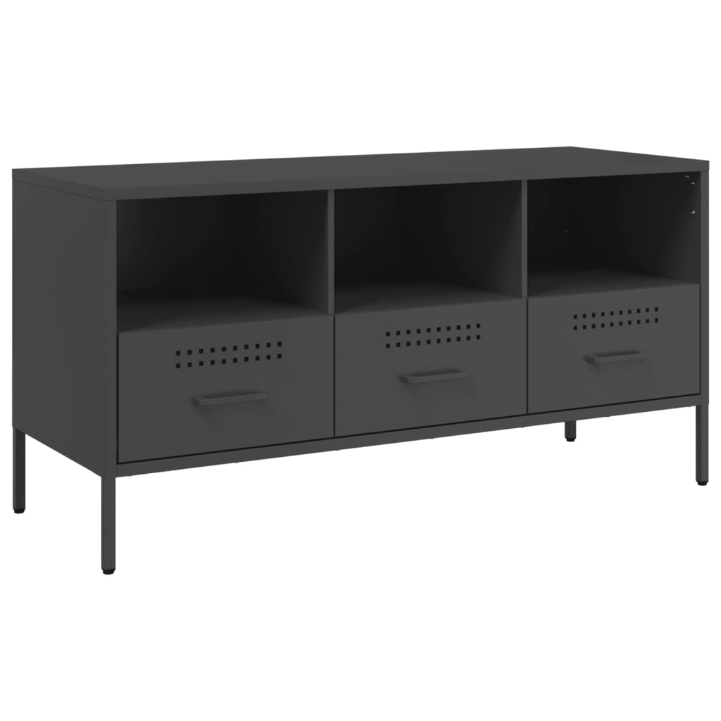 vidaXL Szafka pod telewizor, czarna, 100,5x39x50,5 cm, stalowa