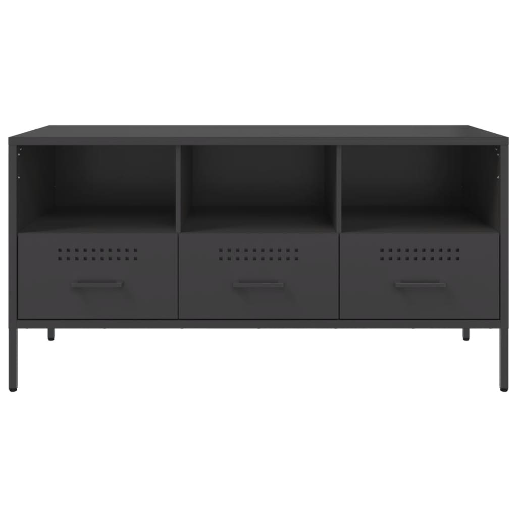 vidaXL Szafka pod telewizor, czarna, 100,5x39x50,5 cm, stalowa
