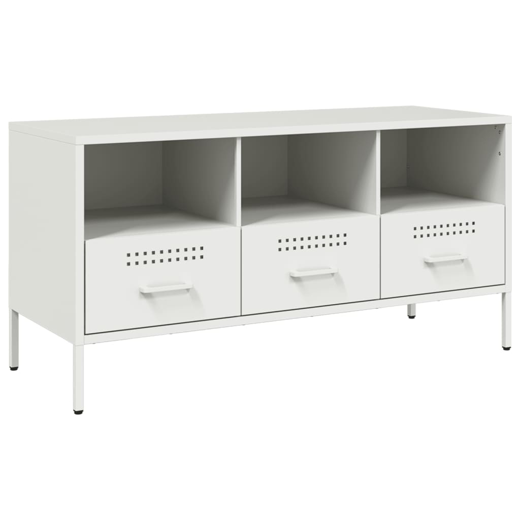 vidaXL Szafka pod telewizor, biała, 100,5x39x50,5 cm, stalowa