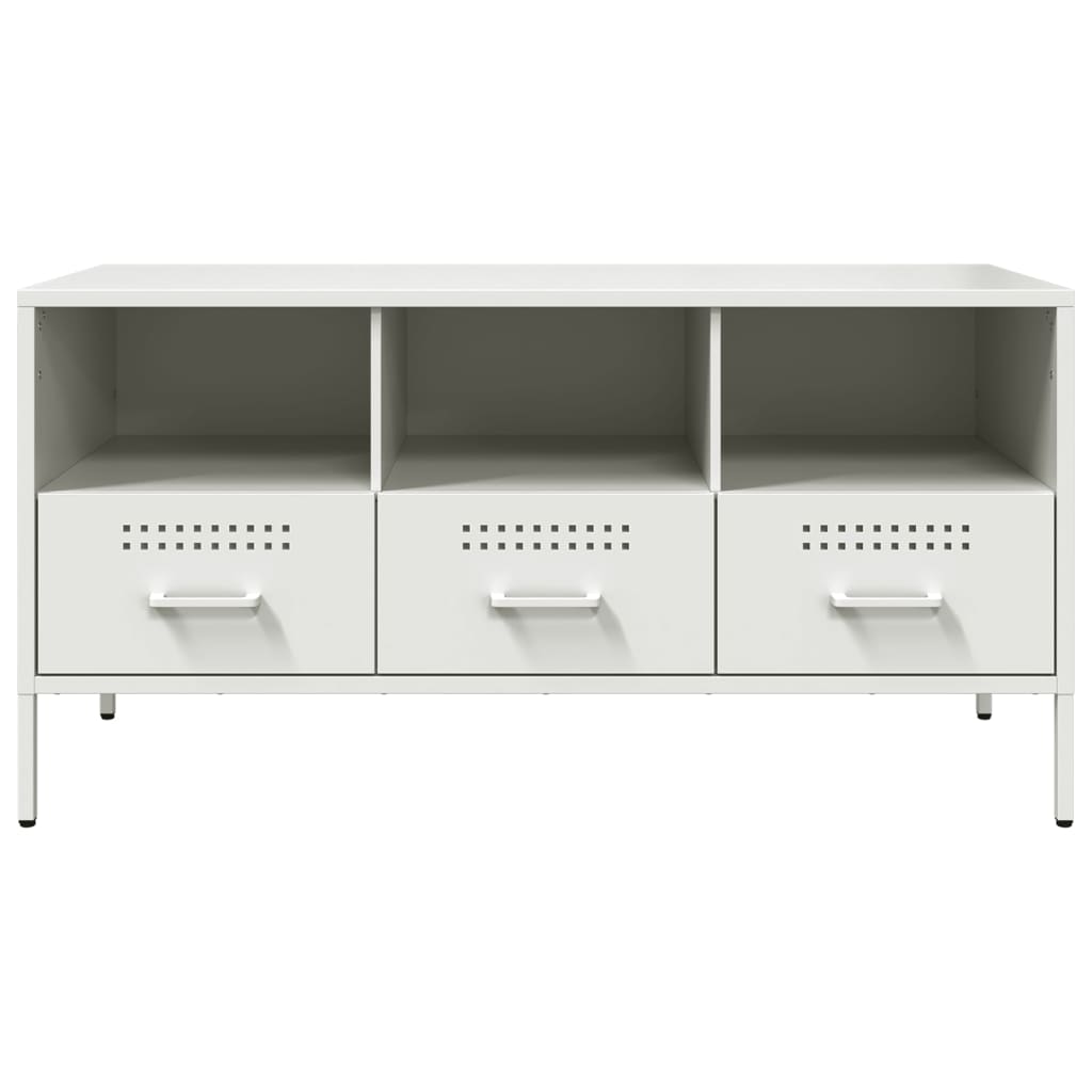 vidaXL Szafka pod telewizor, biała, 100,5x39x50,5 cm, stalowa
