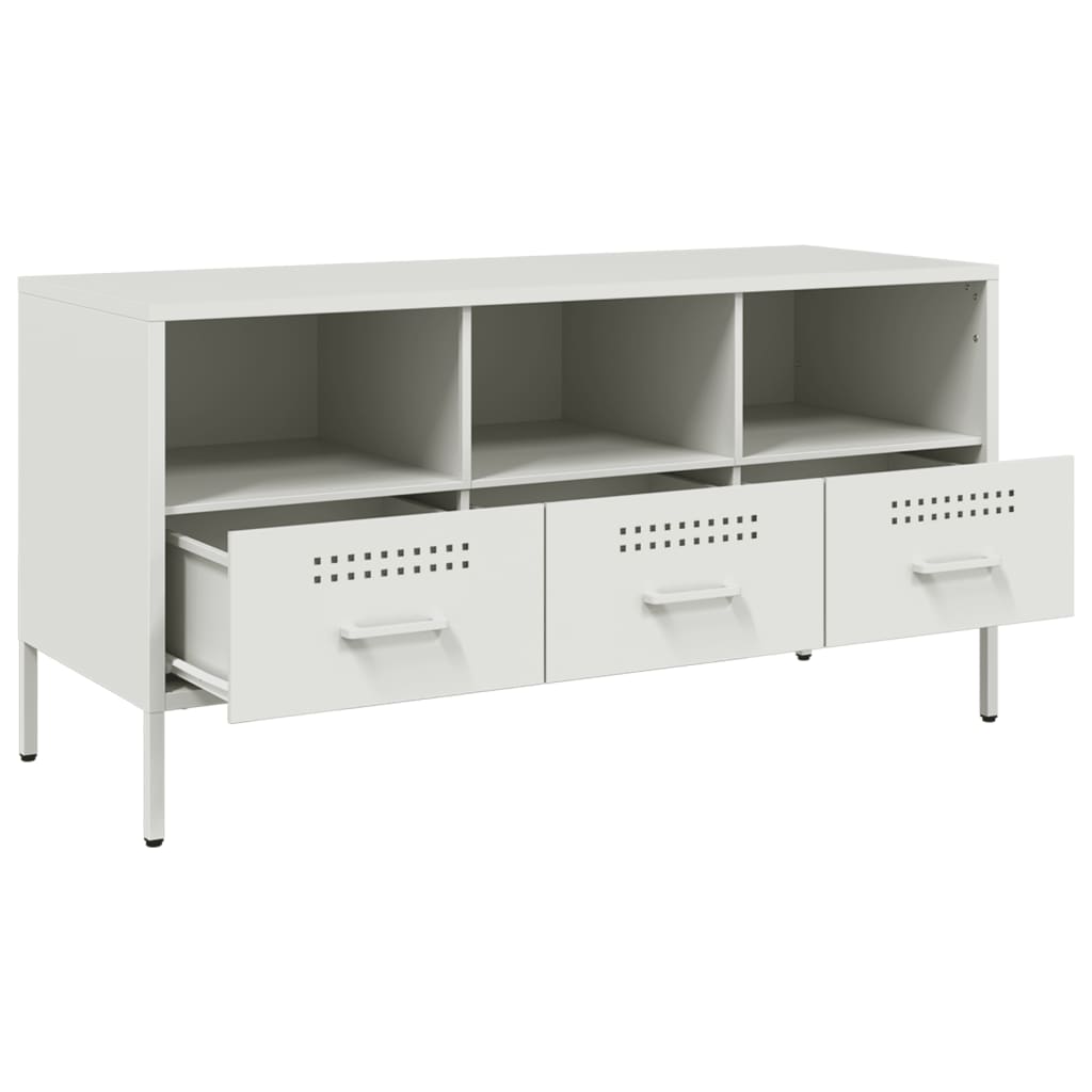 vidaXL Szafka pod telewizor, biała, 100,5x39x50,5 cm, stalowa