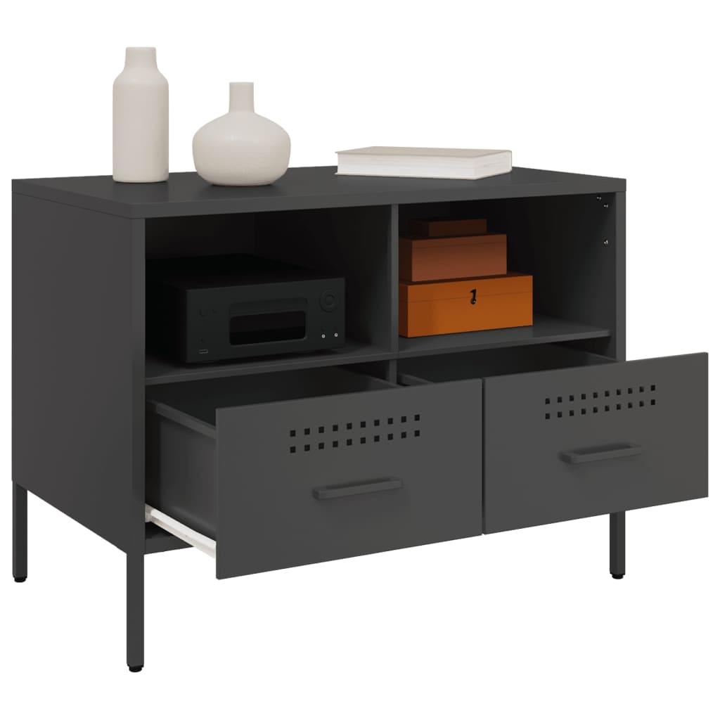 vidaXL Szafka RTV, czarna, 68x39x50,5 cm, stalowa