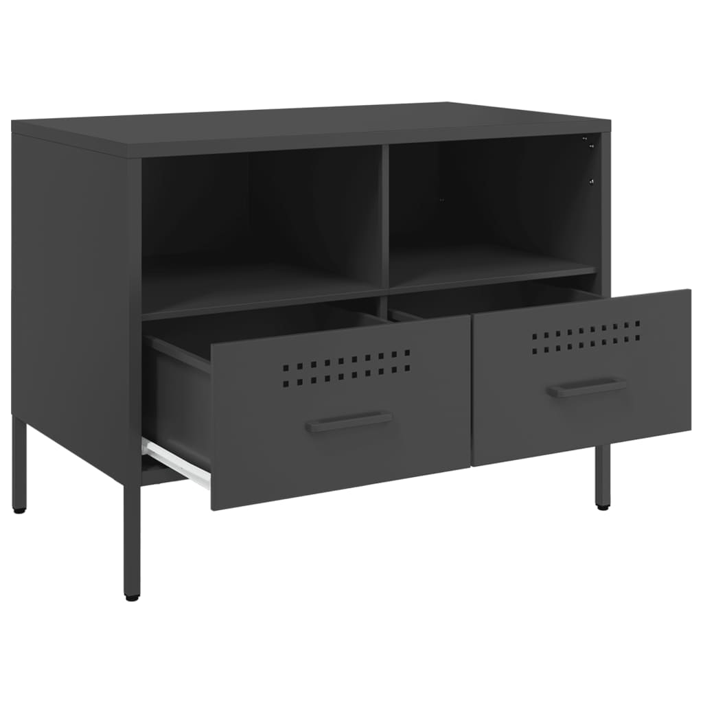 vidaXL Szafka RTV, czarna, 68x39x50,5 cm, stalowa