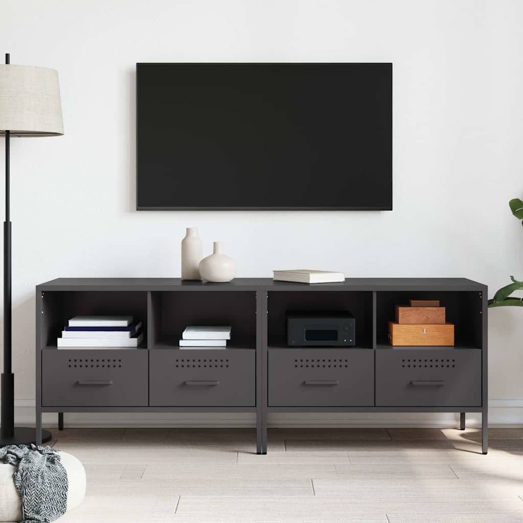 vidaXL Szafki RTV, 2 szt., czarne, 68x39x50,5 cm, stalowe