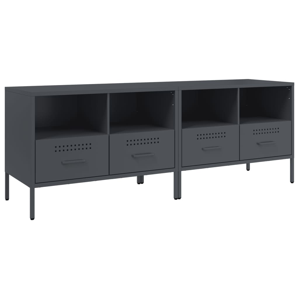 vidaXL Szafki RTV, 2 szt., antracytowe, 68x39x50,5 cm, stalowe