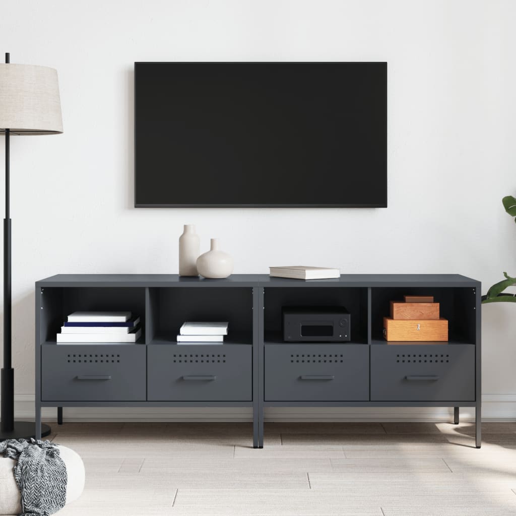 vidaXL Szafki RTV, 2 szt., antracytowe, 68x39x50,5 cm, stalowe