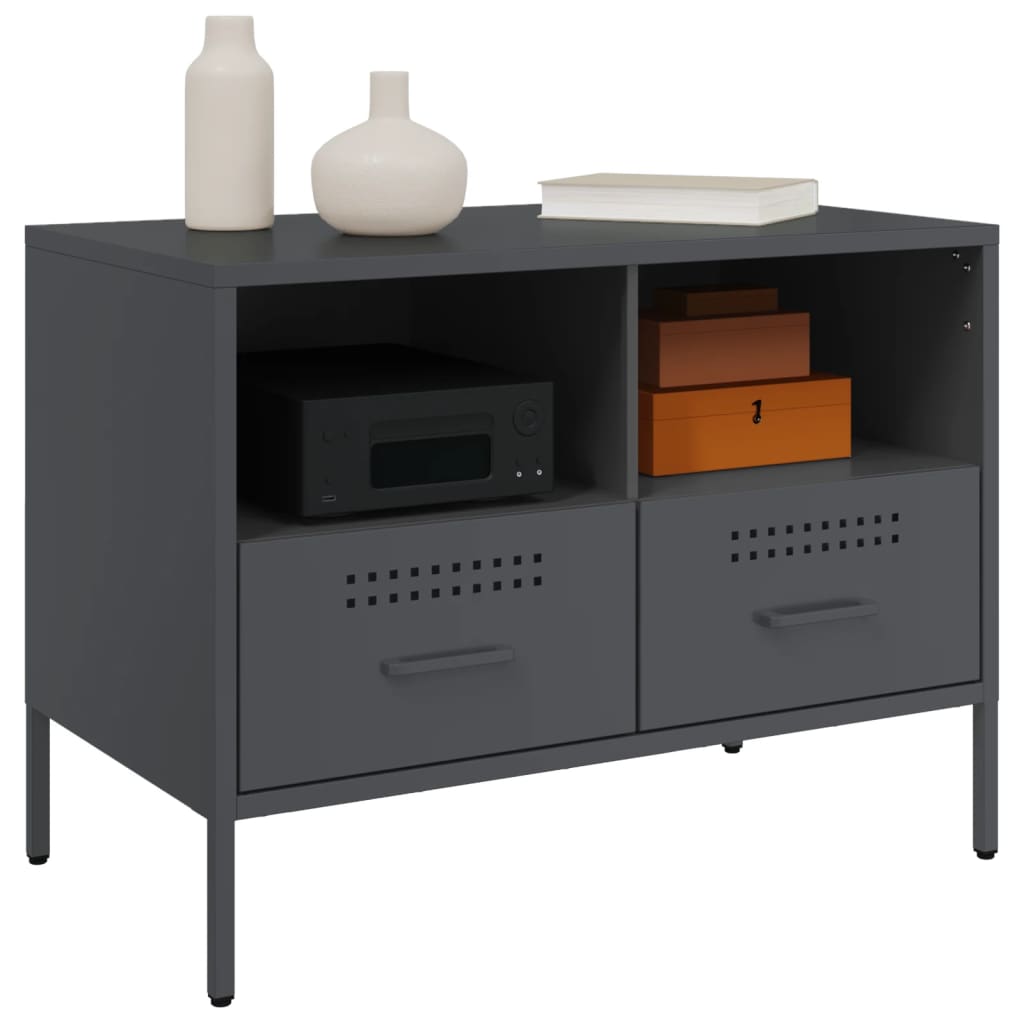 vidaXL Szafki RTV, 2 szt., antracytowe, 68x39x50,5 cm, stalowe