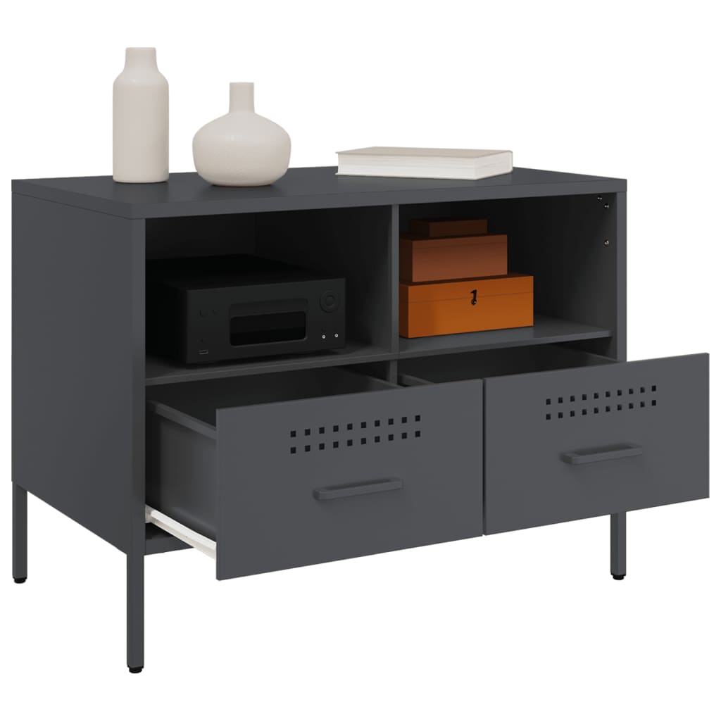 vidaXL Szafki RTV, 2 szt., antracytowe, 68x39x50,5 cm, stalowe