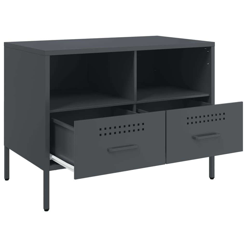 vidaXL Szafki RTV, 2 szt., antracytowe, 68x39x50,5 cm, stalowe