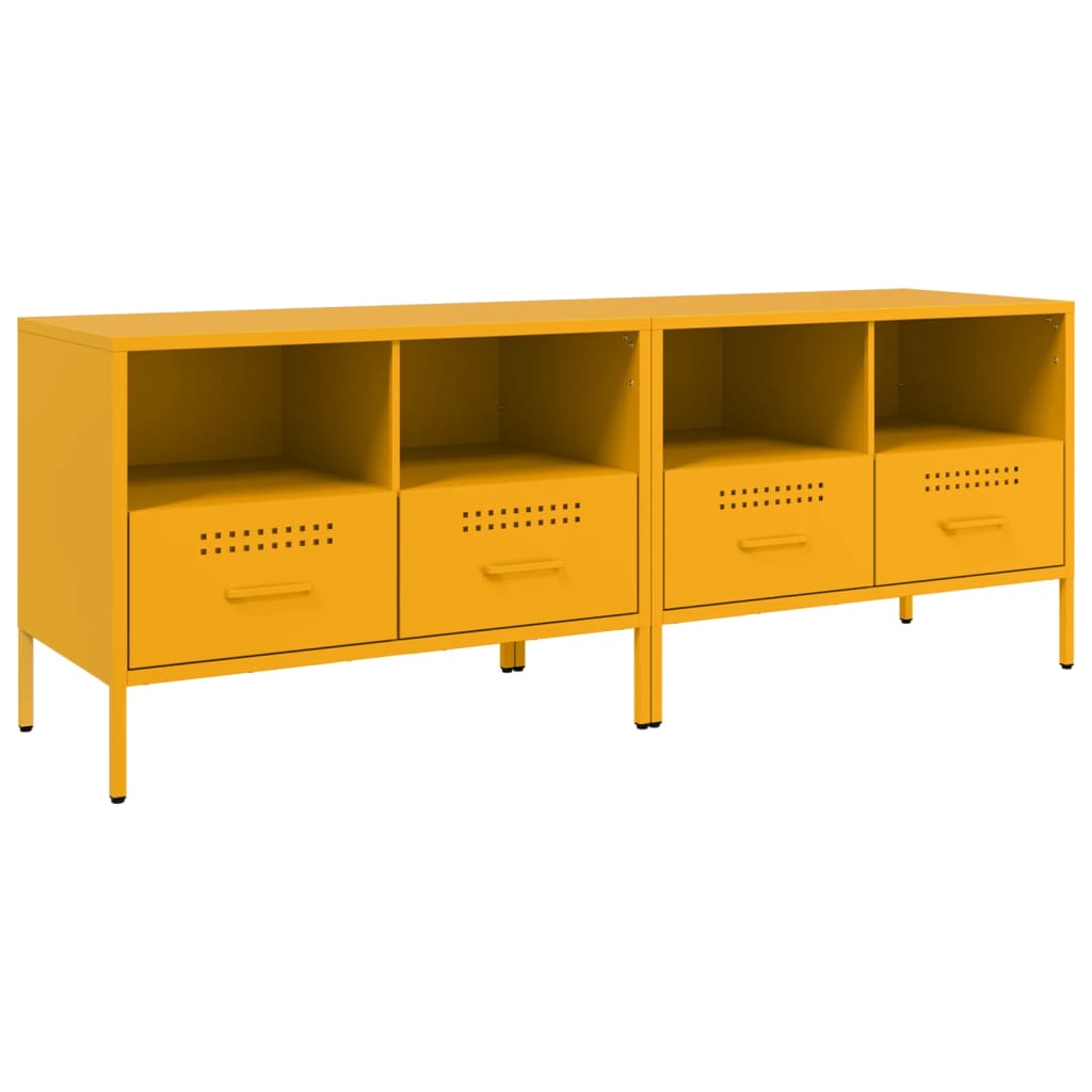 vidaXL Szafki pod telewizor, 2 szt., musztardowe, 68x39x50,5 cm, stal
