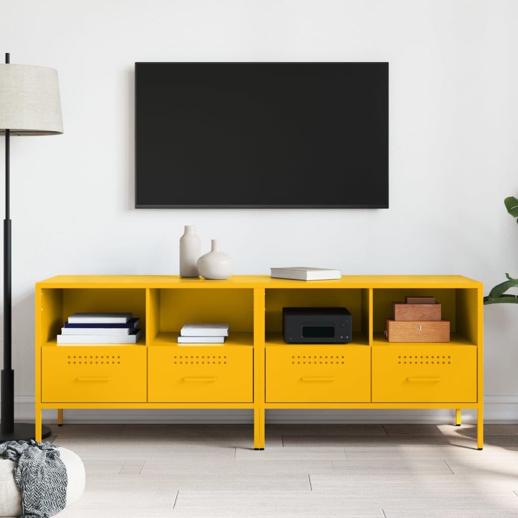 vidaXL Szafki pod telewizor, 2 szt., musztardowe, 68x39x50,5 cm, stal