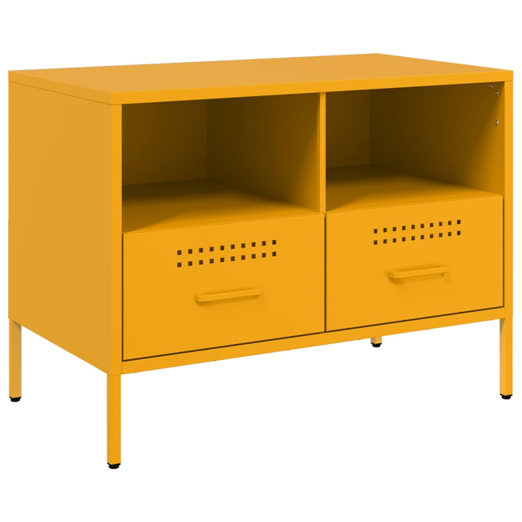 vidaXL Szafki pod telewizor, 2 szt., musztardowe, 68x39x50,5 cm, stal