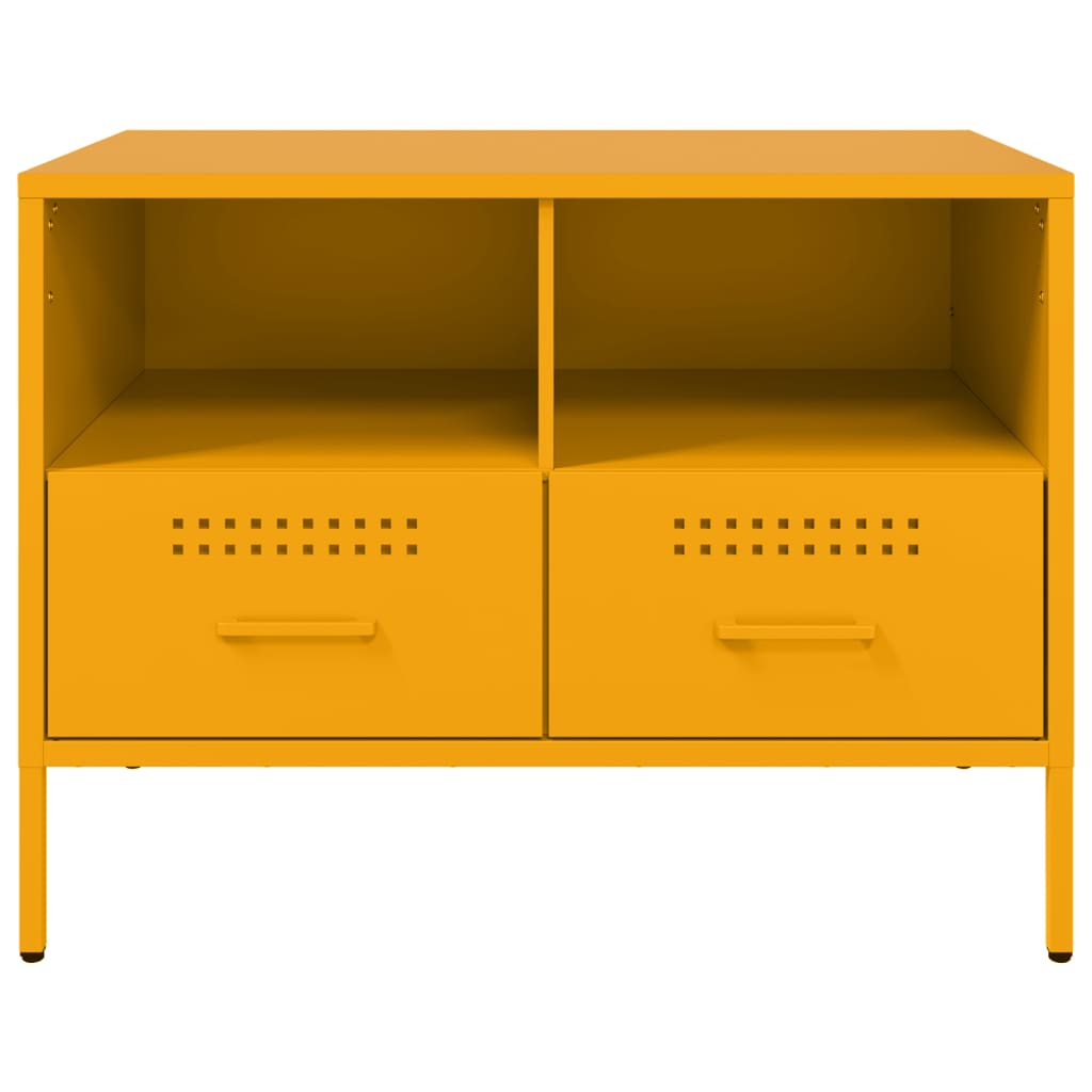 vidaXL Szafki pod telewizor, 2 szt., musztardowe, 68x39x50,5 cm, stal