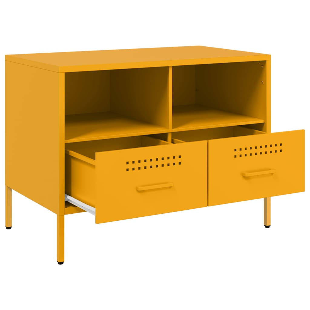 vidaXL Szafki pod telewizor, 2 szt., musztardowe, 68x39x50,5 cm, stal