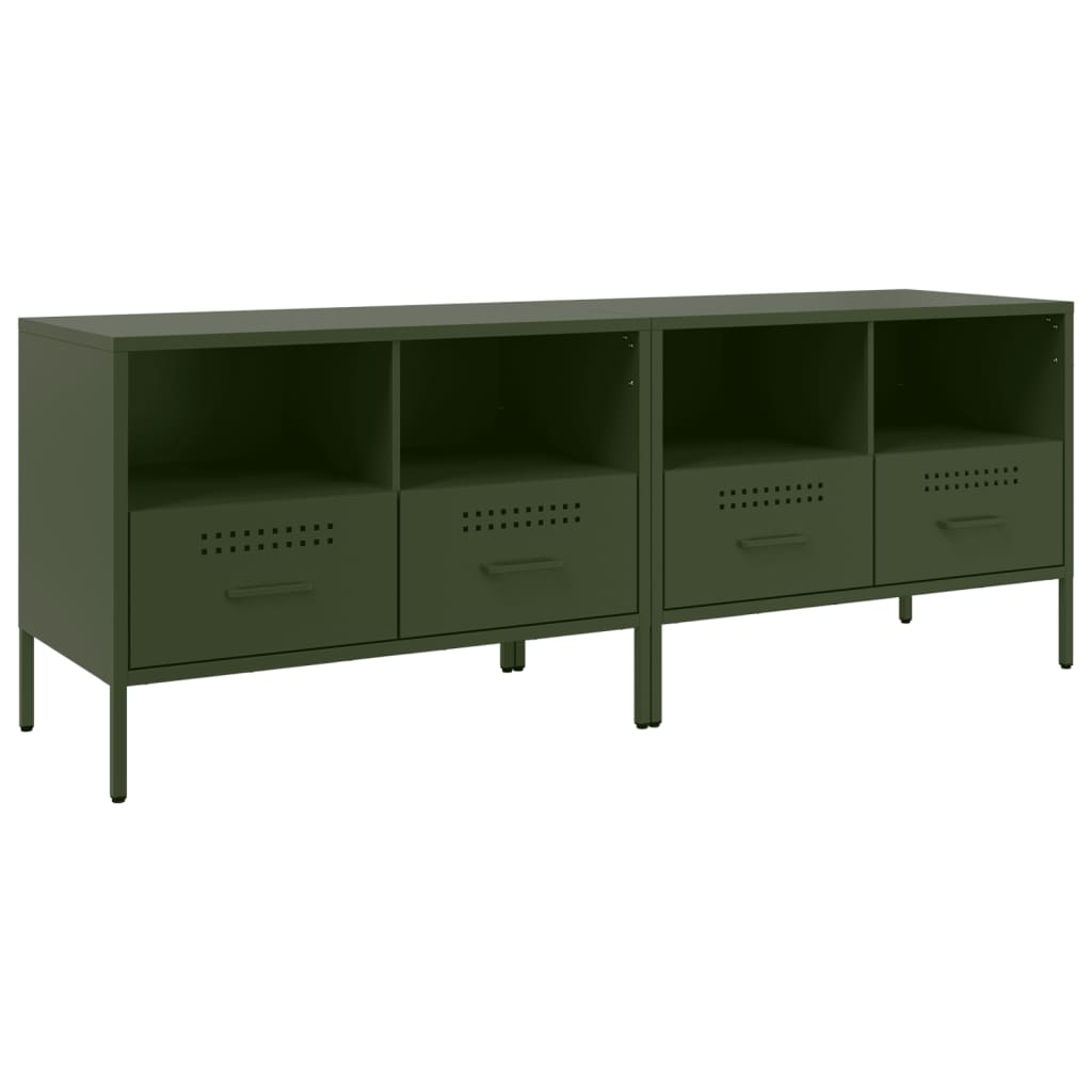 vidaXL Szafki pod telewizor, 2 szt., oliwkowe, 68x39x50,5 cm, stalowe