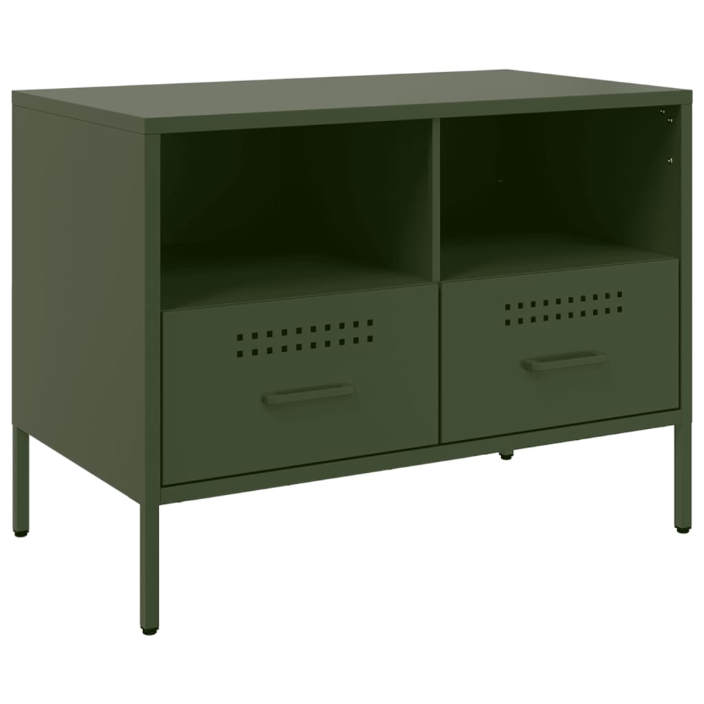 vidaXL Szafki pod telewizor, 2 szt., oliwkowe, 68x39x50,5 cm, stalowe