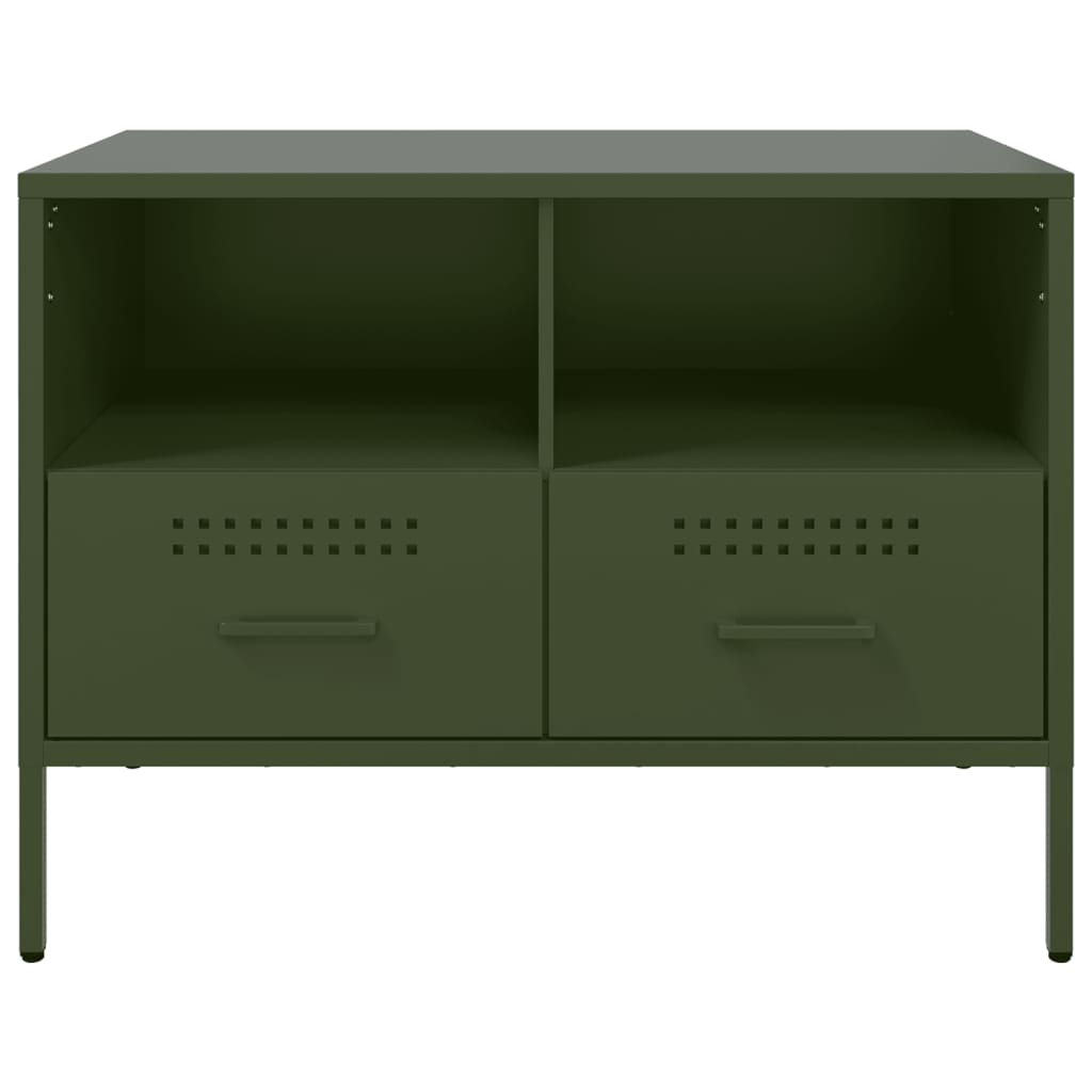vidaXL Szafki pod telewizor, 2 szt., oliwkowe, 68x39x50,5 cm, stalowe